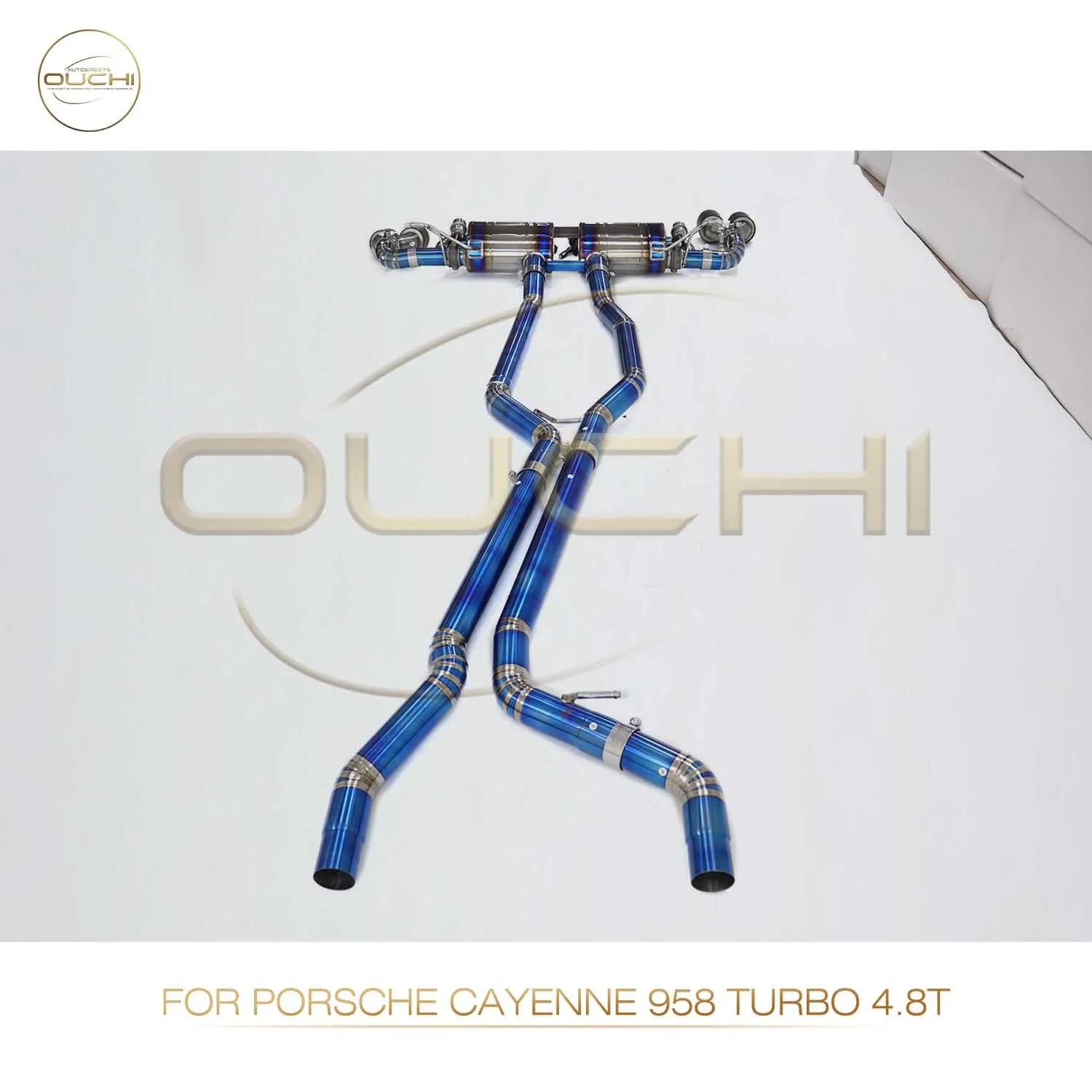 High performance Catback for Porsche cayenne 958 turbo 4.8T OUCHI Titanium Alloy Muffler With Valve tips