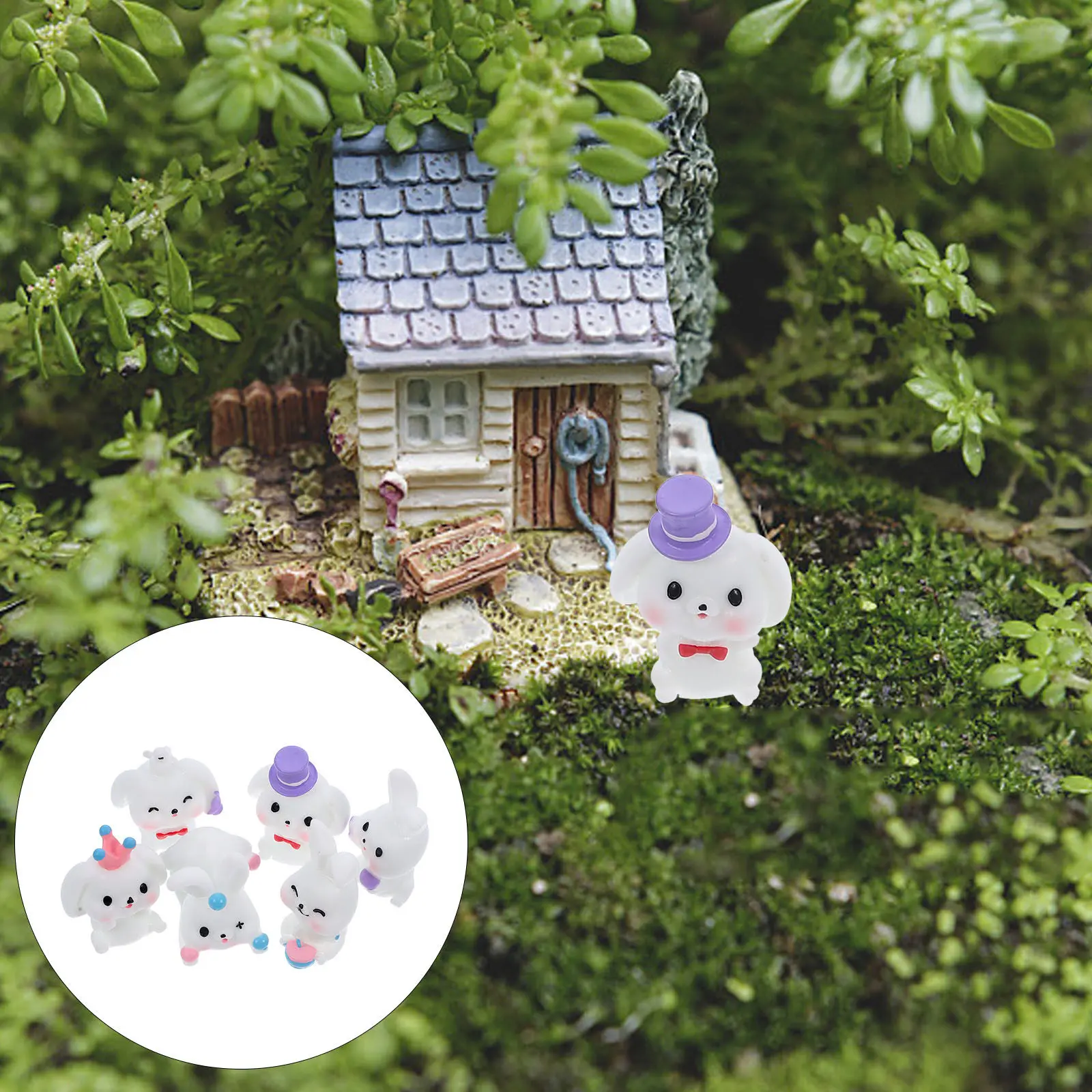 

12Pcs Mini Resin Landscape Ornament Cartoon Small Rabbit Decor Garden Lawn Balcony Desktop Micro Landscape