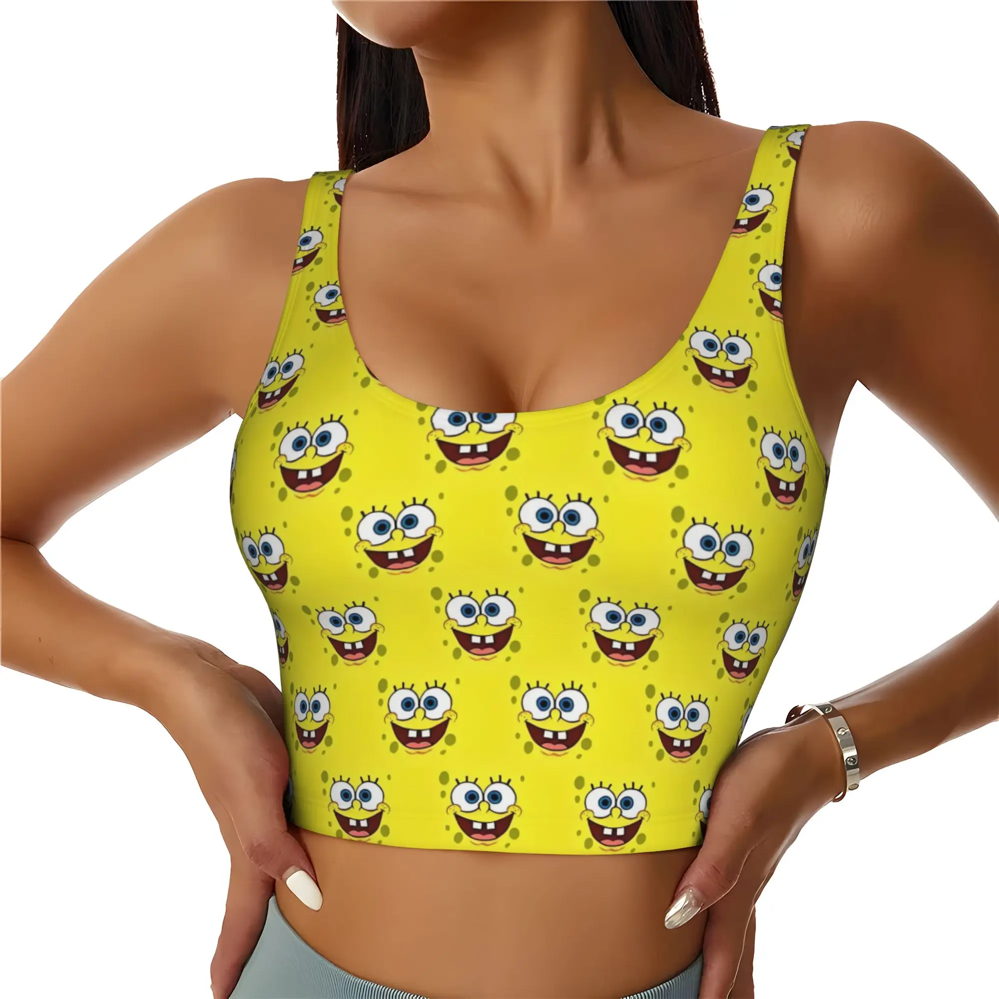 Custom High Impact S-Sponged Anime Bobed Sports Bra Women's Cartoon Gym Workout Yoga Crop Top