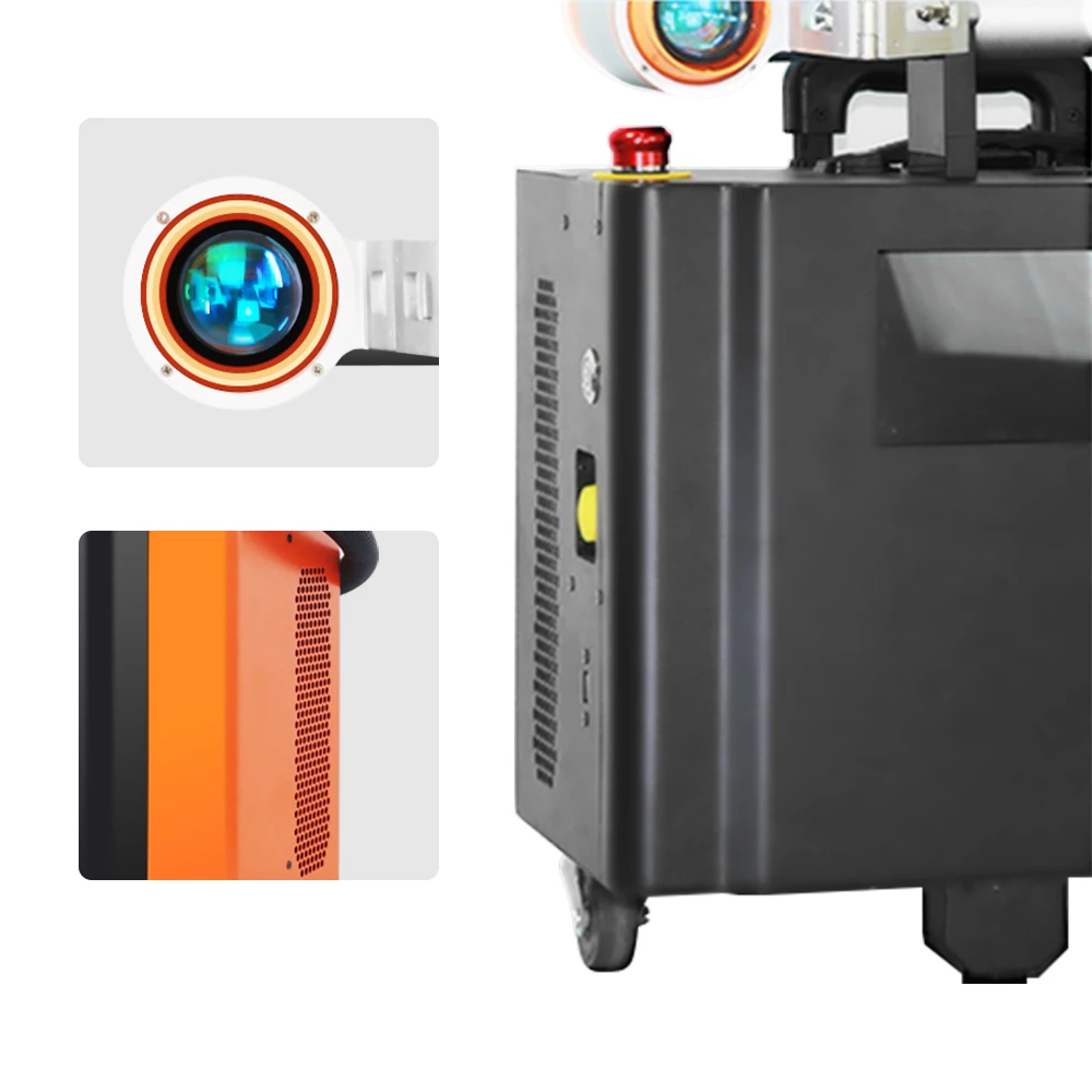 200 واط المهنية الثقيلة عربة مستمرة حقيبة نبض الألياف آلة تنظيف إزالة الصدأ المعدني #5