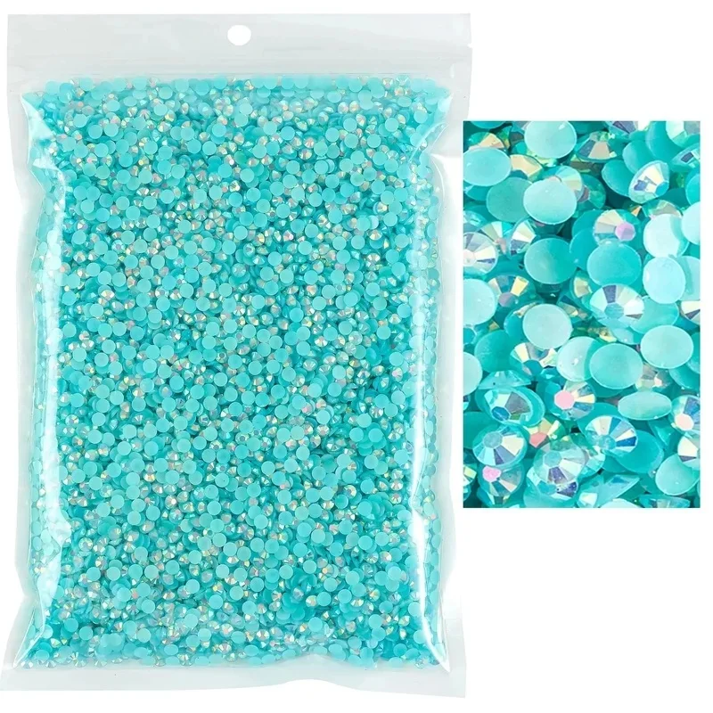 5000/10000PCS Lake Blue AB Flatback Resin Jelly Rhinestones 2-6mm Drill Faux Gems Bead for Crafts DIY Nail Art Charms Supplies