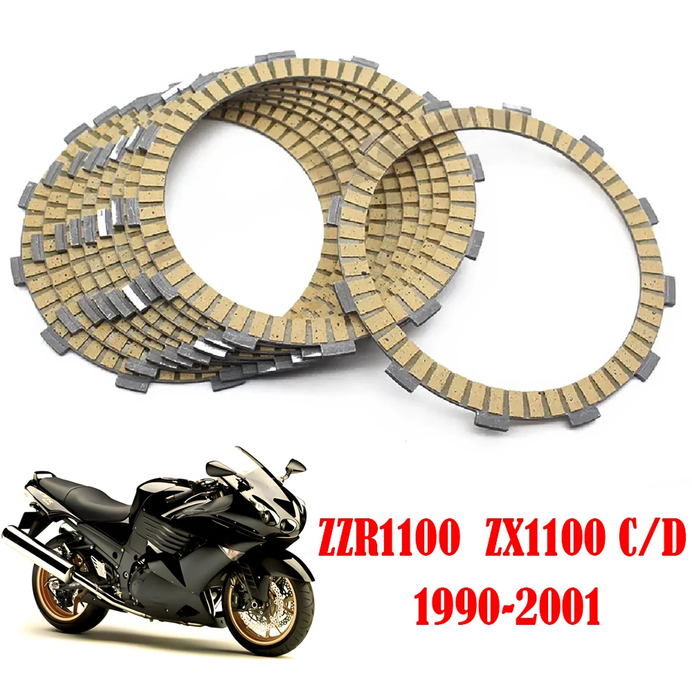 Motorcycle 9Pcs Clutch Friction Plates Kit Clutch Friction For Kawasaki ZZR1100 ZZR 1100 ZX1100C ZX1100D ZX1100 C/D 1990-2001