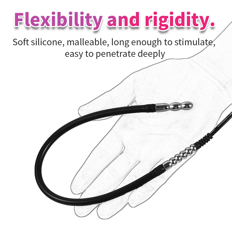 Electric Shock Soft Urethral Sound Dilators Penis Plug Beads Masturbator for Men Sexual Stimulating Toy for Gay Urethral Play view 4