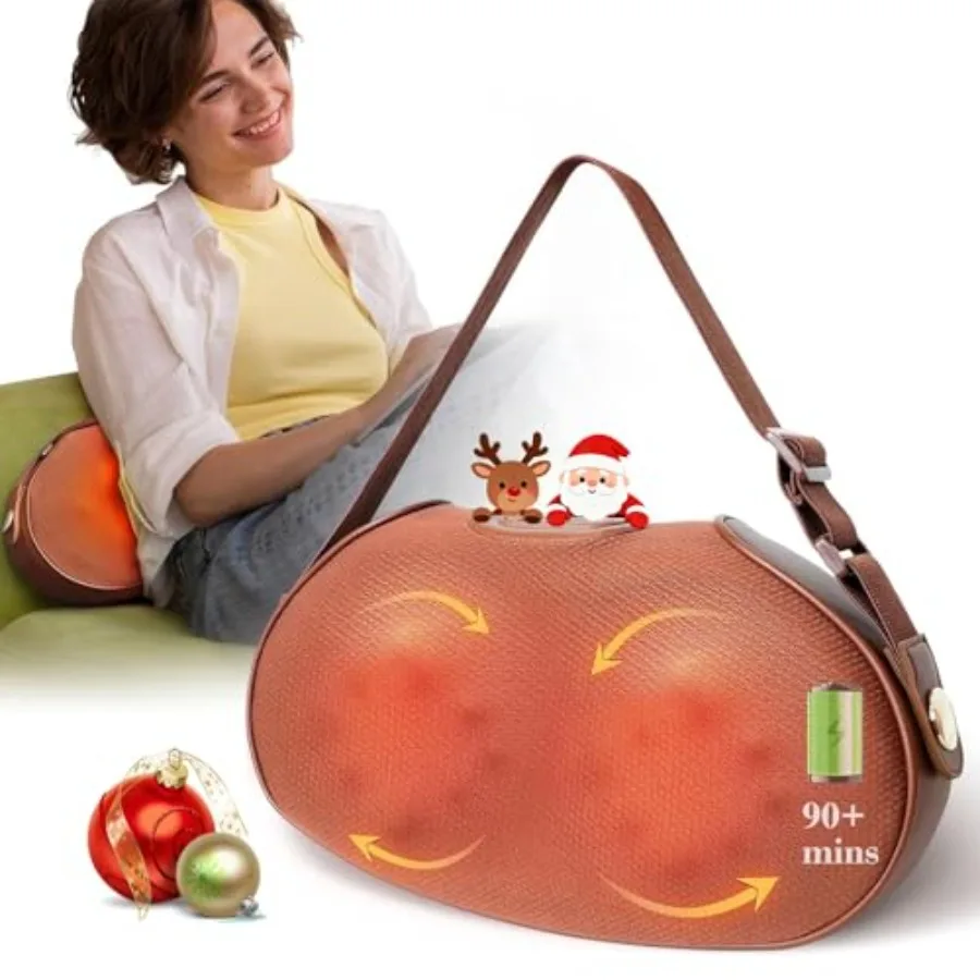 

Neck and Back Massager with Heat - Ideal Gift for Women and MomCordless 3D Kneading Deep Tissue Massage Pillow for Neck Leg Upp