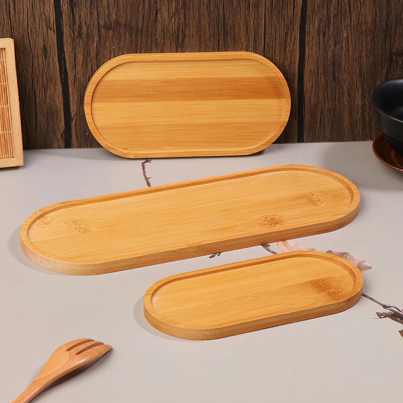 Bandeja multiusos de bambú, soporte de madera para macetas, posavasos, plato decorativo para cocina, posavasos creativo, tapete para taza de café