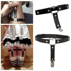 Sexy Heart Thigh Chain Garter Belt Pu Leg For Women Harness With Flower Rope Personality Accessories X9r9