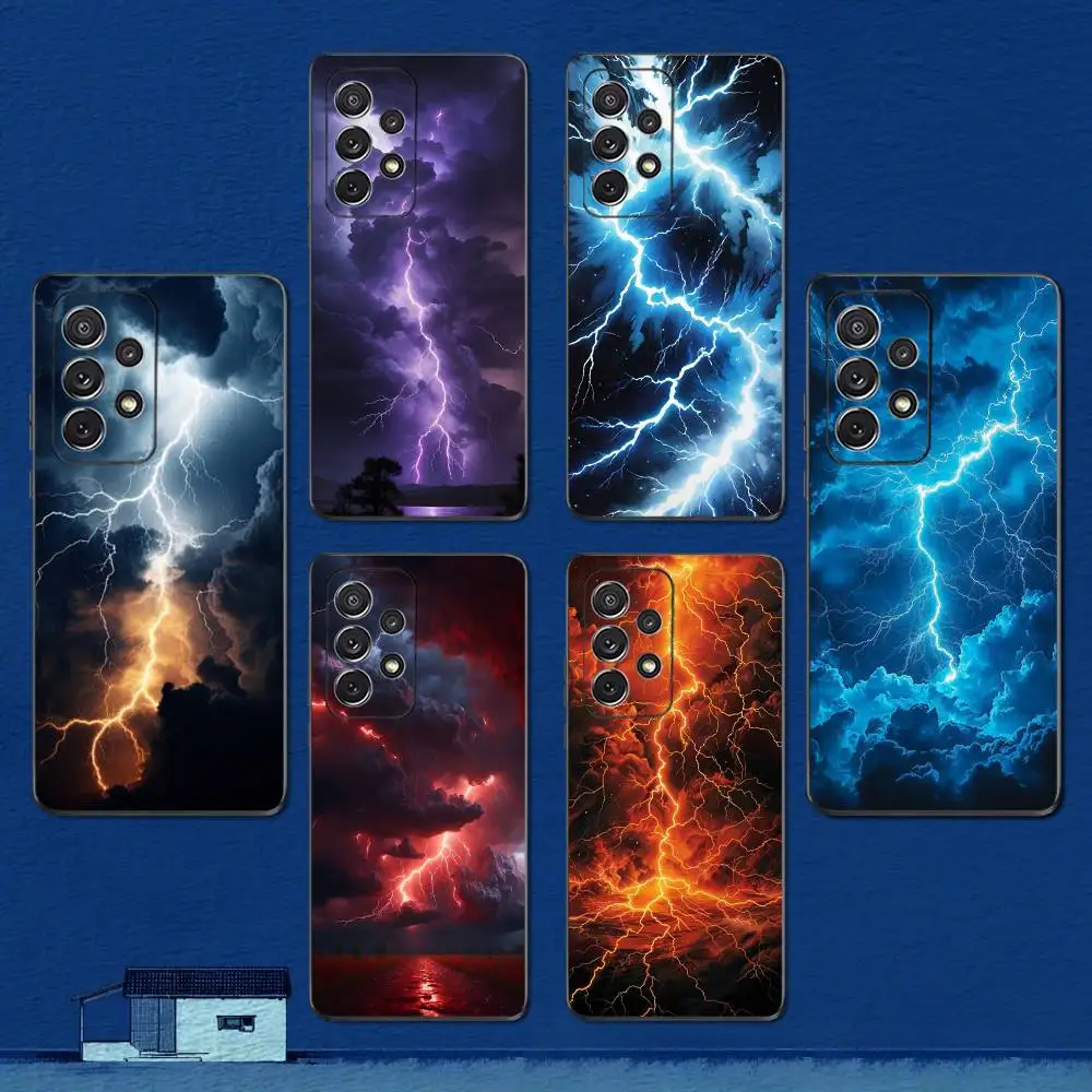

Thunderbolt Lightning Art Phone Case For Samsung S22,S21,S20,S10,S9,S25,S24,S23,Ultra,FE,Plus,Lite,Soft Silicone Black Cover