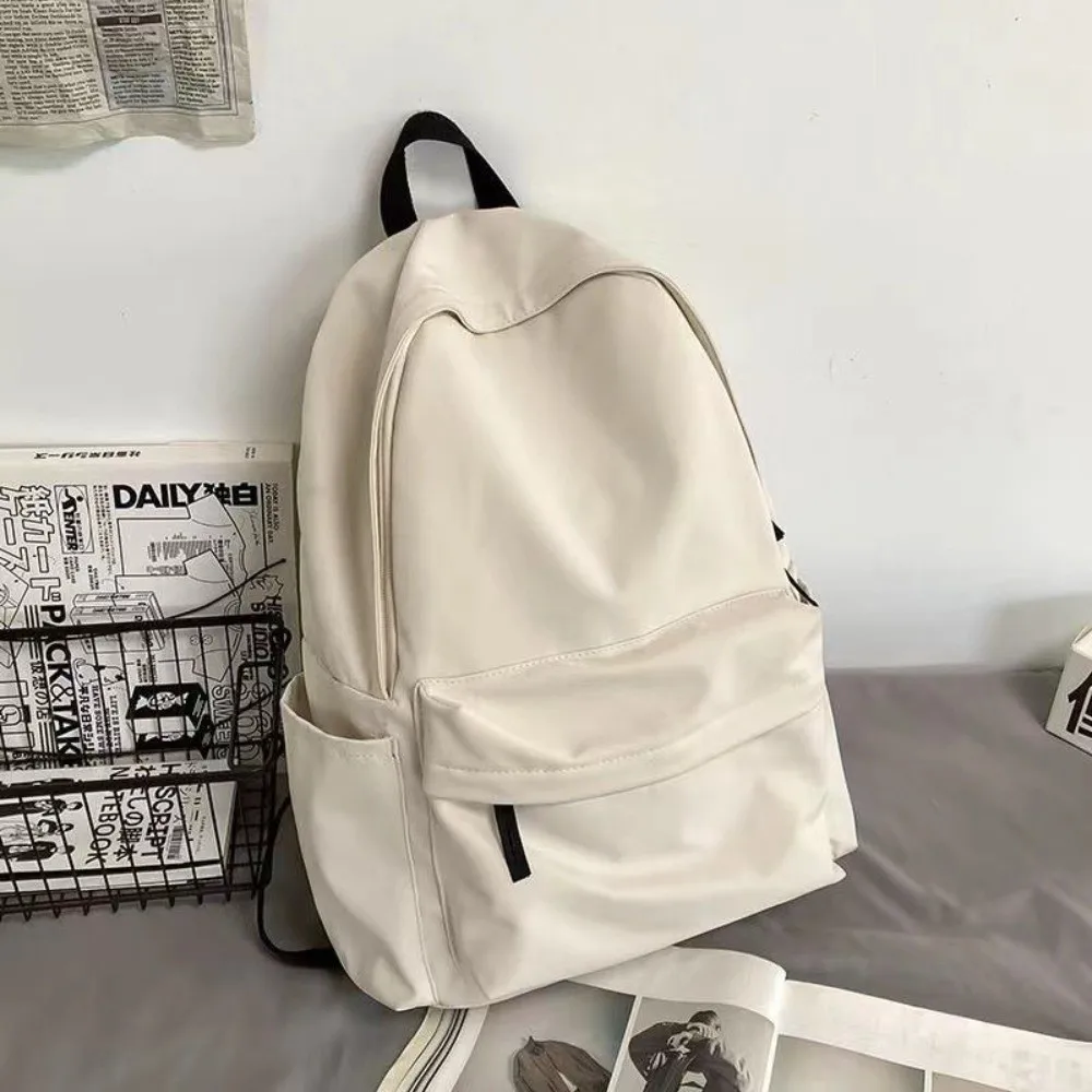 Zaino per studenti di grande capacità alla moda Borsa da scuola casual in tinta unita Cinghie regolabili Borsa da viaggio in nylon Scuola
