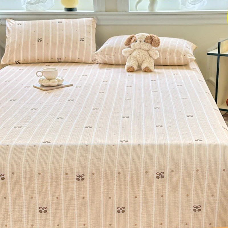 Washed cotton Class A Maternal and infant grade Small fresh double-layer yarn bed sheet student dormitory