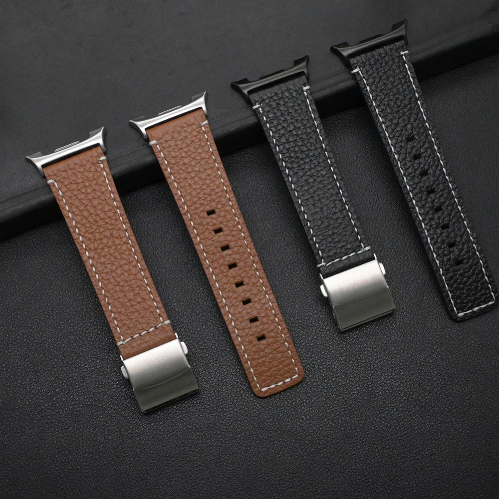 Correa de cuero para Samsung Galaxy Watch 8 7 6 5 4 FE 44mm 40mm 8 pulsera clásica de 46mm para Galaxy Ultra 47mm correa de cuero genuino