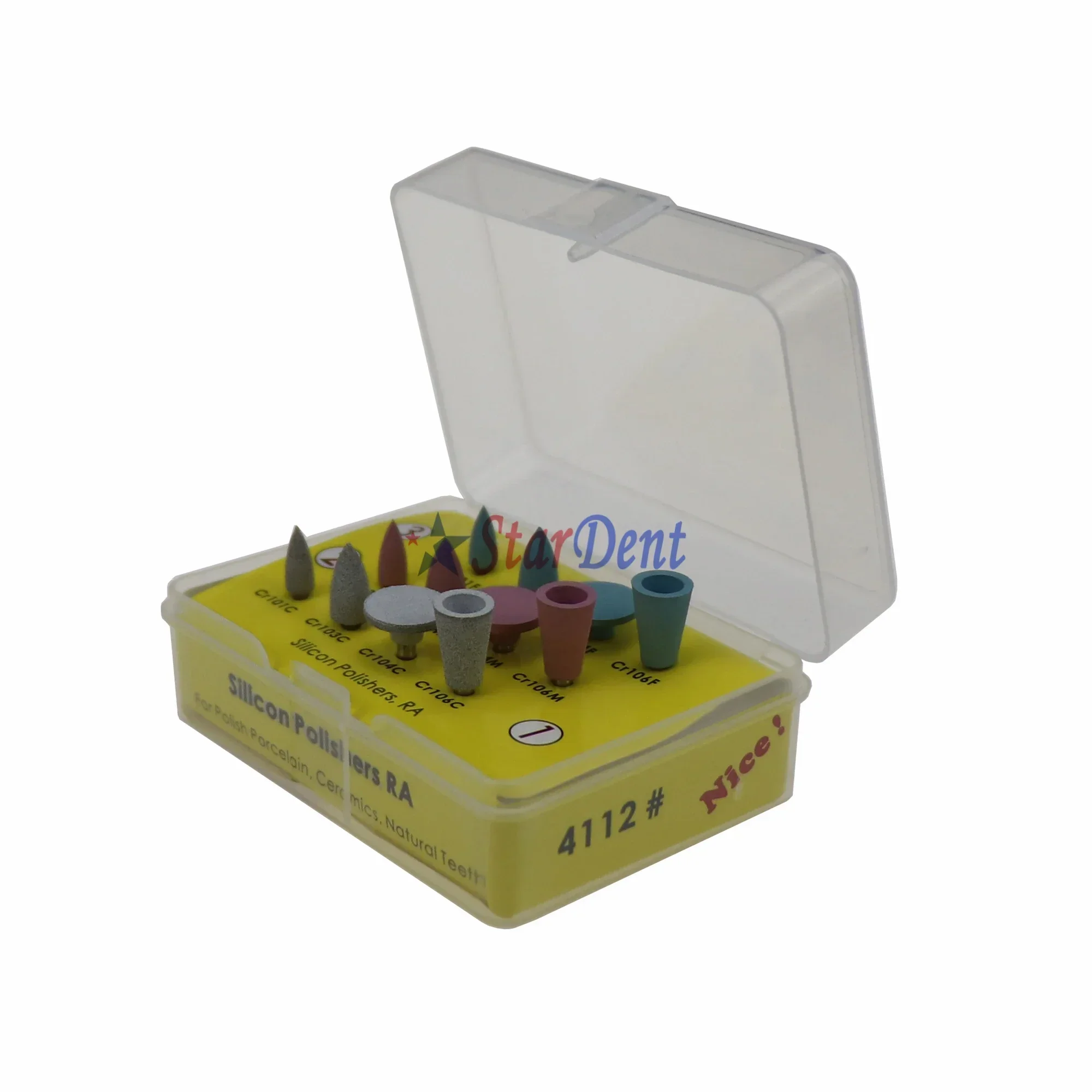 طقم تلميع السيليكون لطب الأسنان RA الخزف والأمالغام المركب تلميع القرص الأزيز