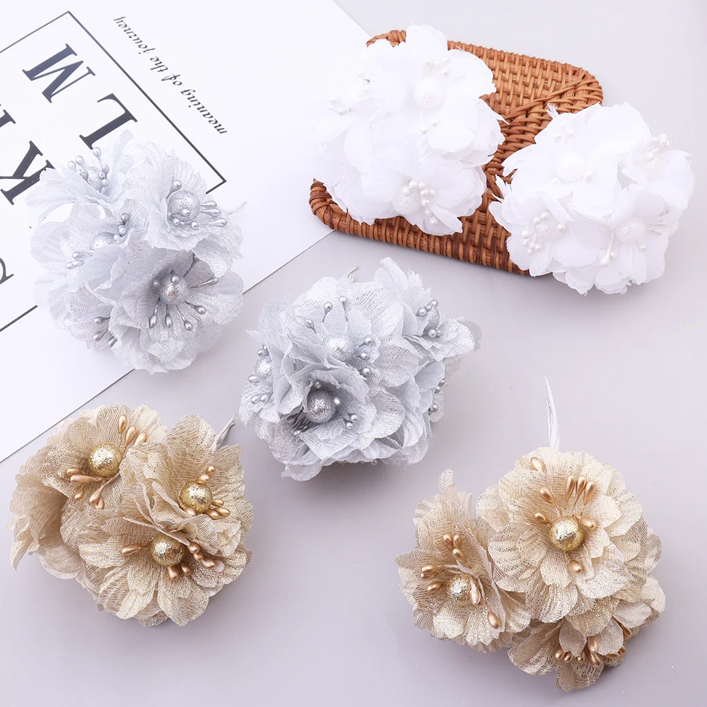 6 قطعة باقة زهور الكاميليا الاصطناعية زهور وهمية لديكور المنزل عيد الميلاد حفل زفاف الديكور إكليل الإكسسوار #6