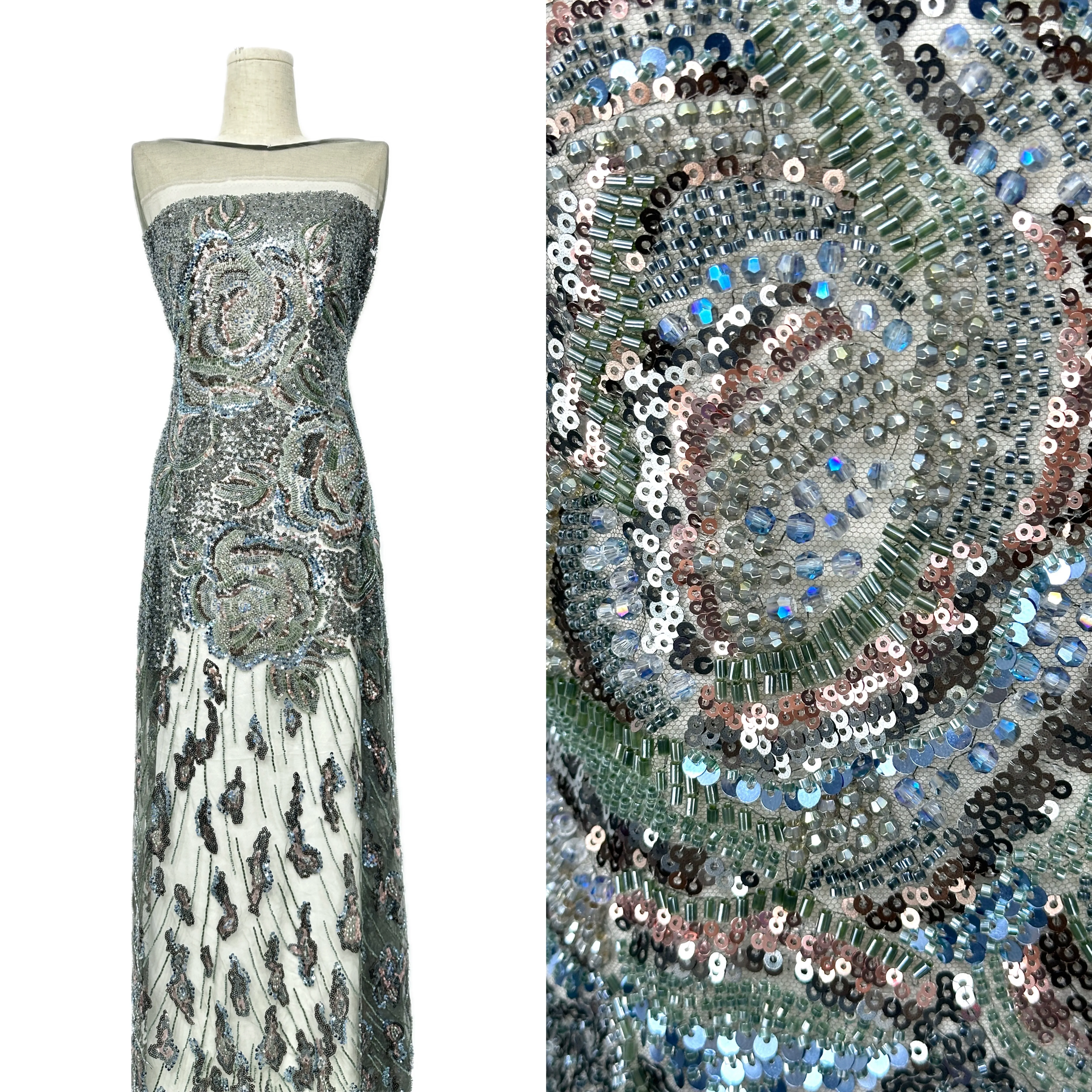 

French Style Luxury In-stock 5 Yards French Tulle Lace Heavy Mesh Lace Heavy Handmade Beaded Rhinestone Sewing Decor Fabric