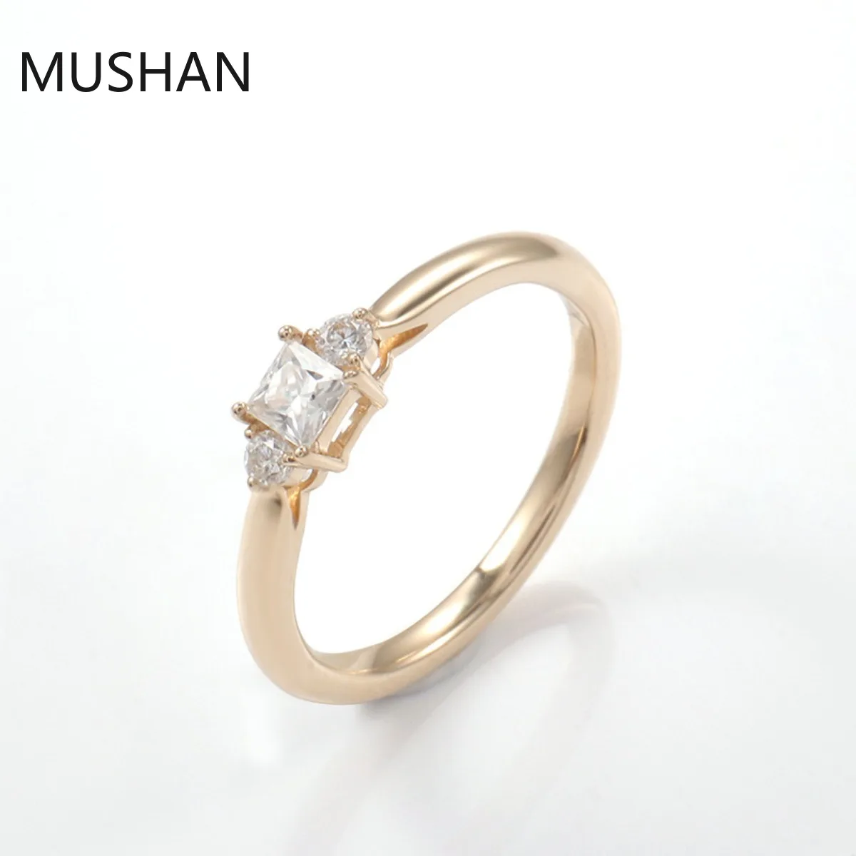 Anillos de oro de 14K y 18K de lujo personalizados de MUSHAN con diamantes de moissanita y piedras preciosas cultivadas en laboratorio, anillo de boda de diamantes para mujer