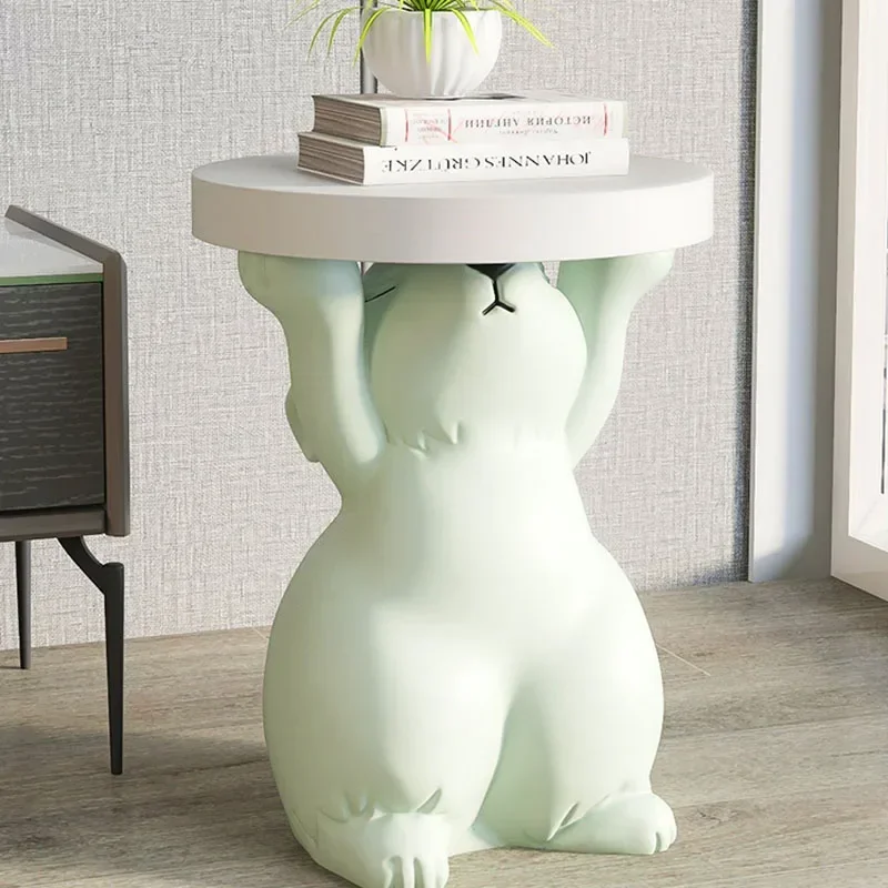 Kids Nightstand Cartoon Rabbit Shape Bedside Table Cute Girls Cabinet for Children Room Nursery Luxury Pink Wooden End Table