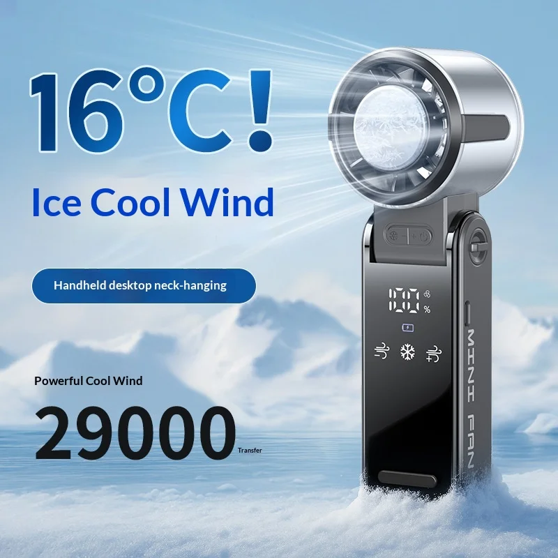 2026 Hochgeschwindigkeits-USB-Kühlventilator, tragbarer Nackenventilator mit Eiskompresse & faltbarem Design für Outdoor-Aktivitäten