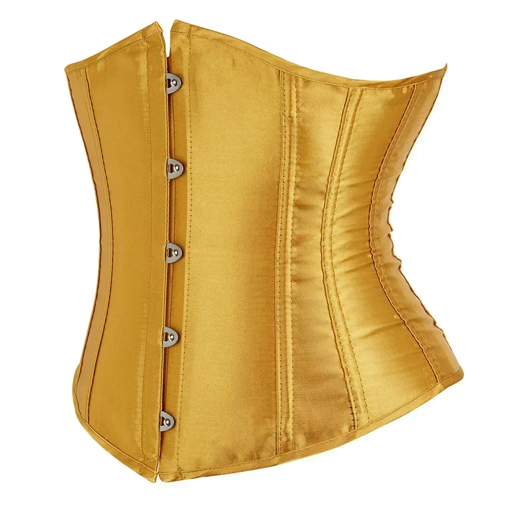 Women Corset Waist Trainer Underbust Satin Corsets Lace Up Bustier Sexy Bodyshaper Vintage Bustiers Burlesque Costume Plus Size image 2