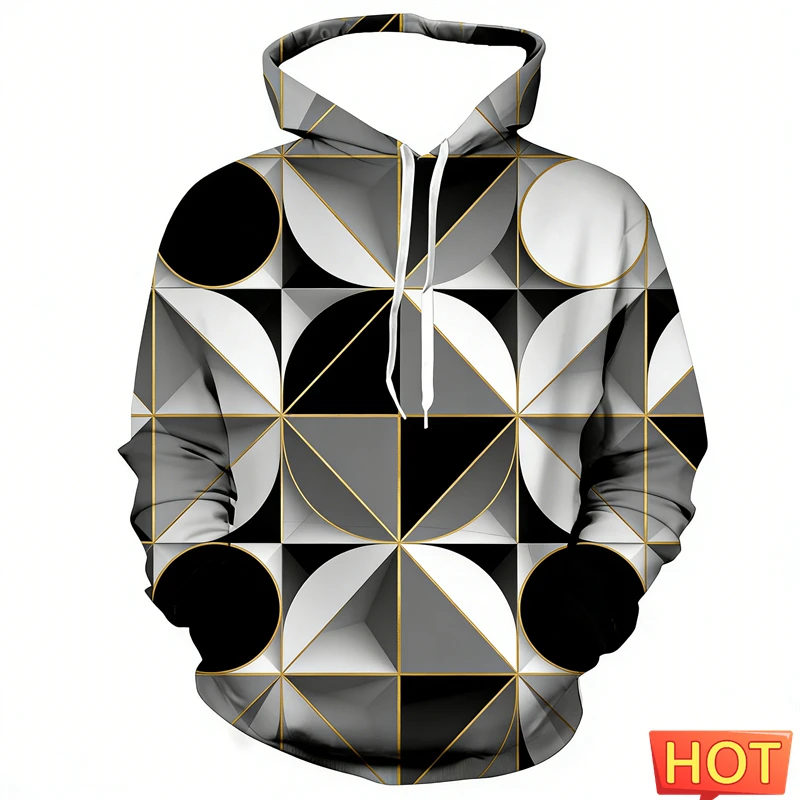 

Толстовка с геометрическим узором, мужская одежда, повседневное забавное повседневное уличное пальто с капюшоном, простые модные весенние популярные мужские толстовки Y2k