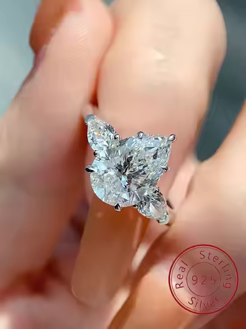 925 Sterling Silver Shiny Water Drop Design Zircon Ring For Women Engagement Wedding Luxury Fashion High Quality Fine Jewelry