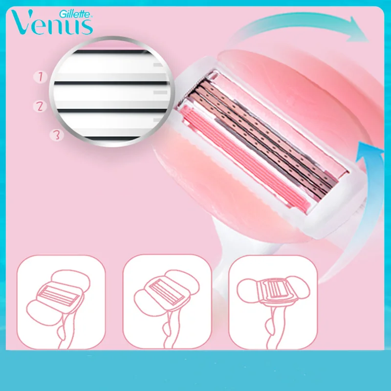 Gillette Venus  Comfortglide Razor Girls Shaving Hair Removal Replacement Blades Women armpit Shaver with Blades 5 Blades with B