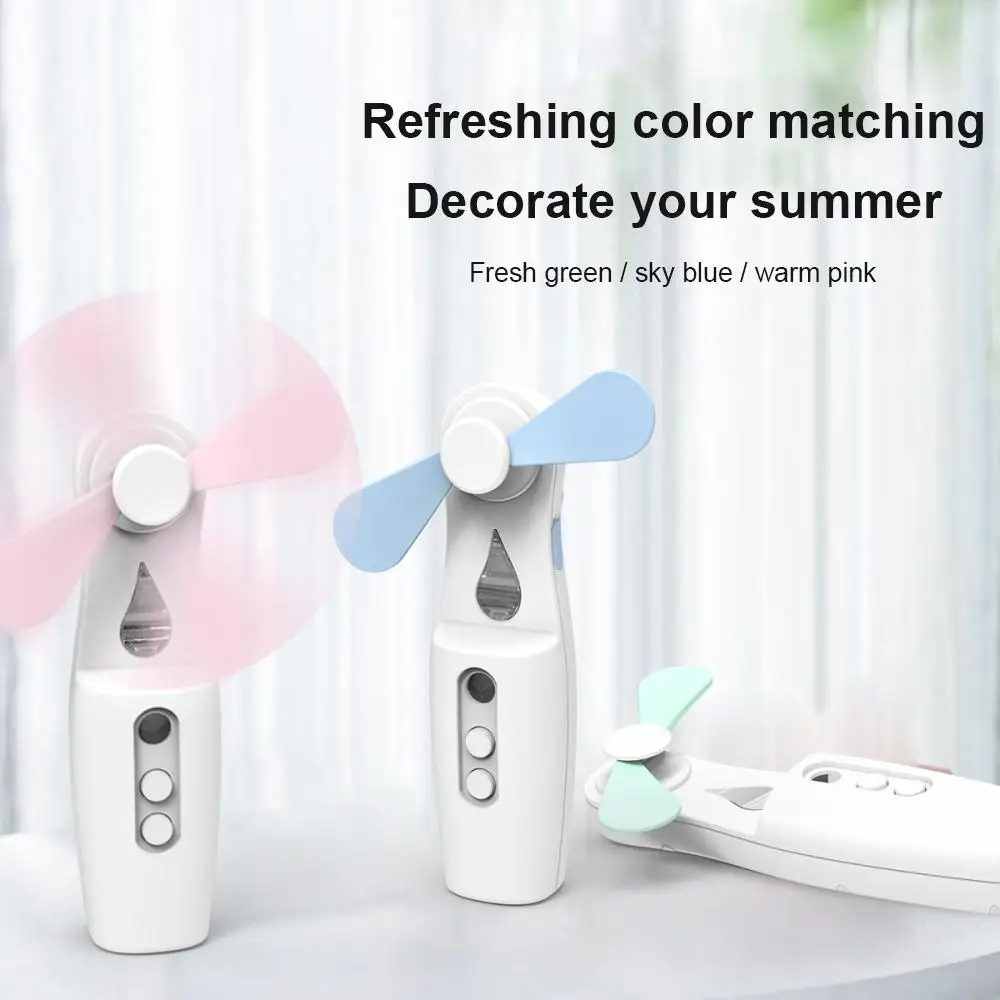 Mini Fan 2 IN 1 Rechargeable Water Meter Spray Air Cooler Small Hand-held Fan With Power Bank Function 2-gears Cooling Fan