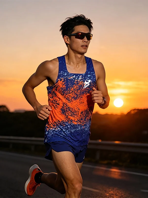 Pibi New Seamless Pressed Glue  Sports Fitness Outdoor Running Marathon Athletic Competition Track And Field Suit