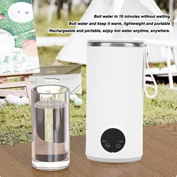 Travel Electric Kettle Cordless Stainless Steel 400ML 55℃ Portable Hot Water Boiler Fast Heating 6000mah Rechargeable for Milk