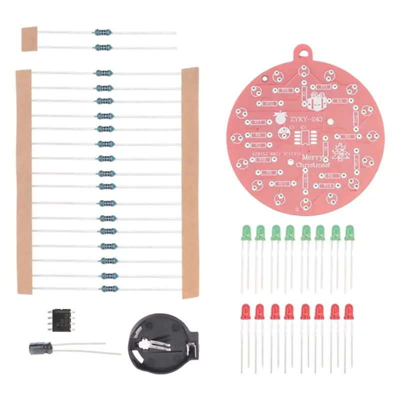 AA14 New NE555 LED Christmas Tree Decoration LED Blinking PCB Soldering DIY Kit Red Green Flashing Light Soldering Practice Boar