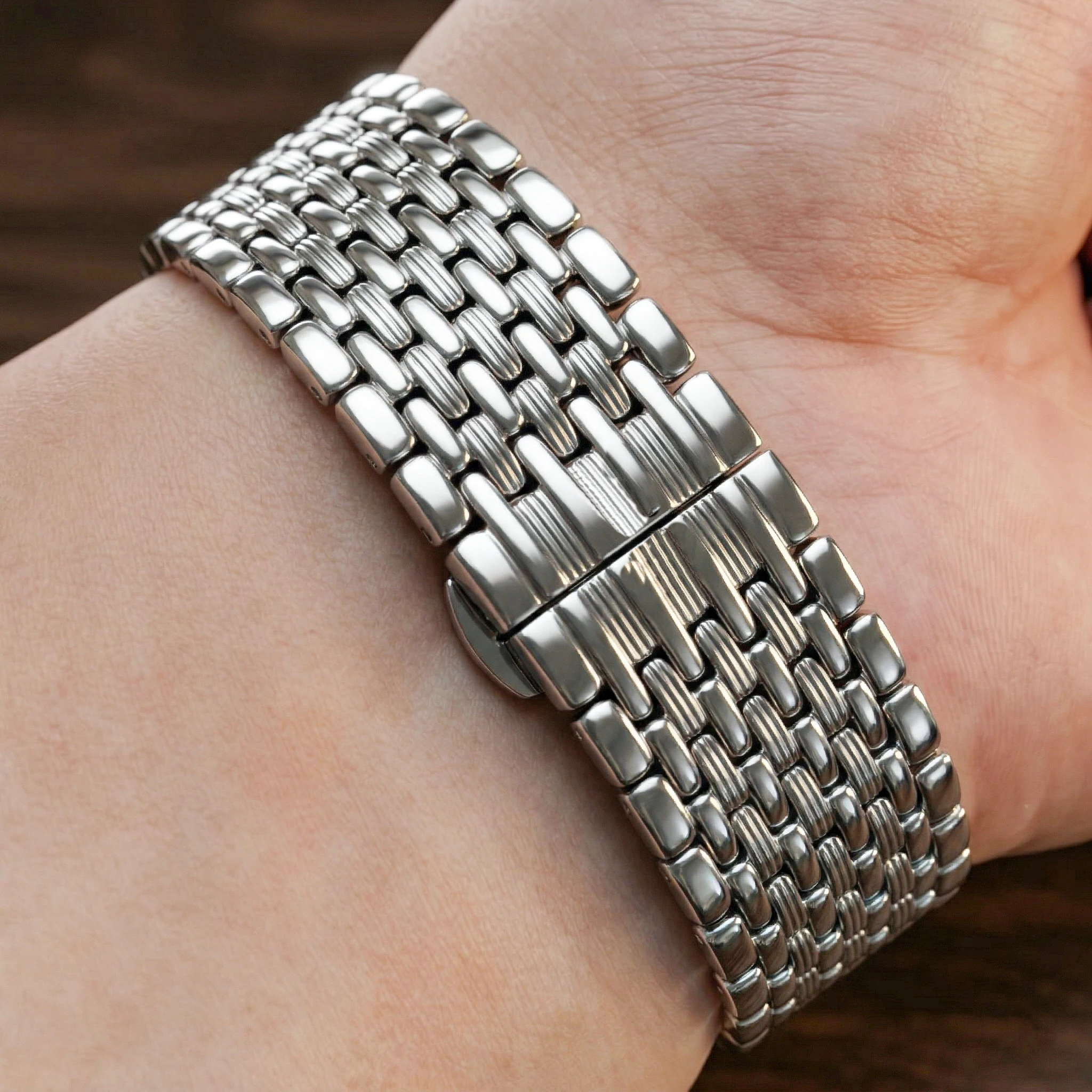 Stainless Steel Watch Band Bracelet Silver Polished Women Men Watchband 16mm 18mm 20mm 22mm Metal Wrist Strap Accessories