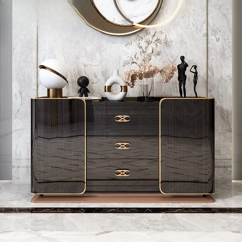 Italian style, post-modern, simple integration, wall-to-wall home living room, Italian wine cabinet, high cabinet combination