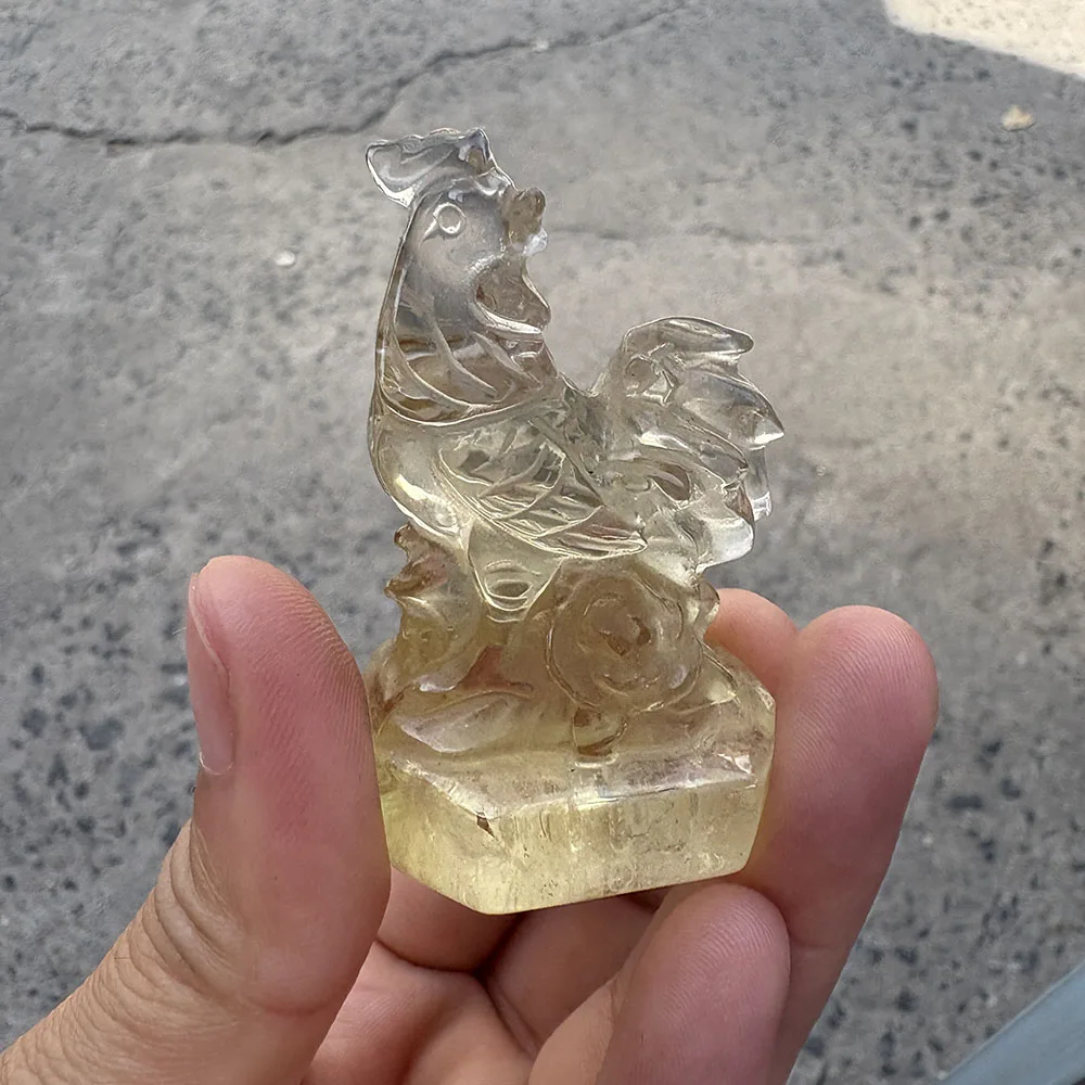 Custom Handcrafted Natural Citrine Rooster Figurine - Gemstone Animal Statue Tabletop Decor for Healing
