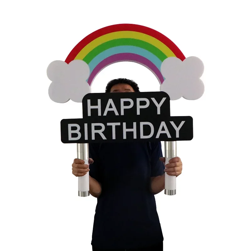 

Luminous rainbow hand placard bar KTV party atmosphere props clouds happy birthday card led placard light sign