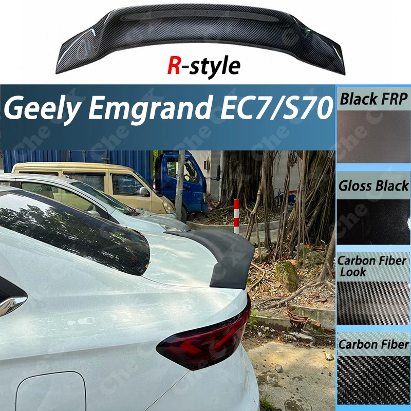 

Suitable For Geely Emgrand S70 / EC7 2022-2024 Trunk Modification Fiberglass R -Shaped Spoiler With Glossy Black Rear Spoiler