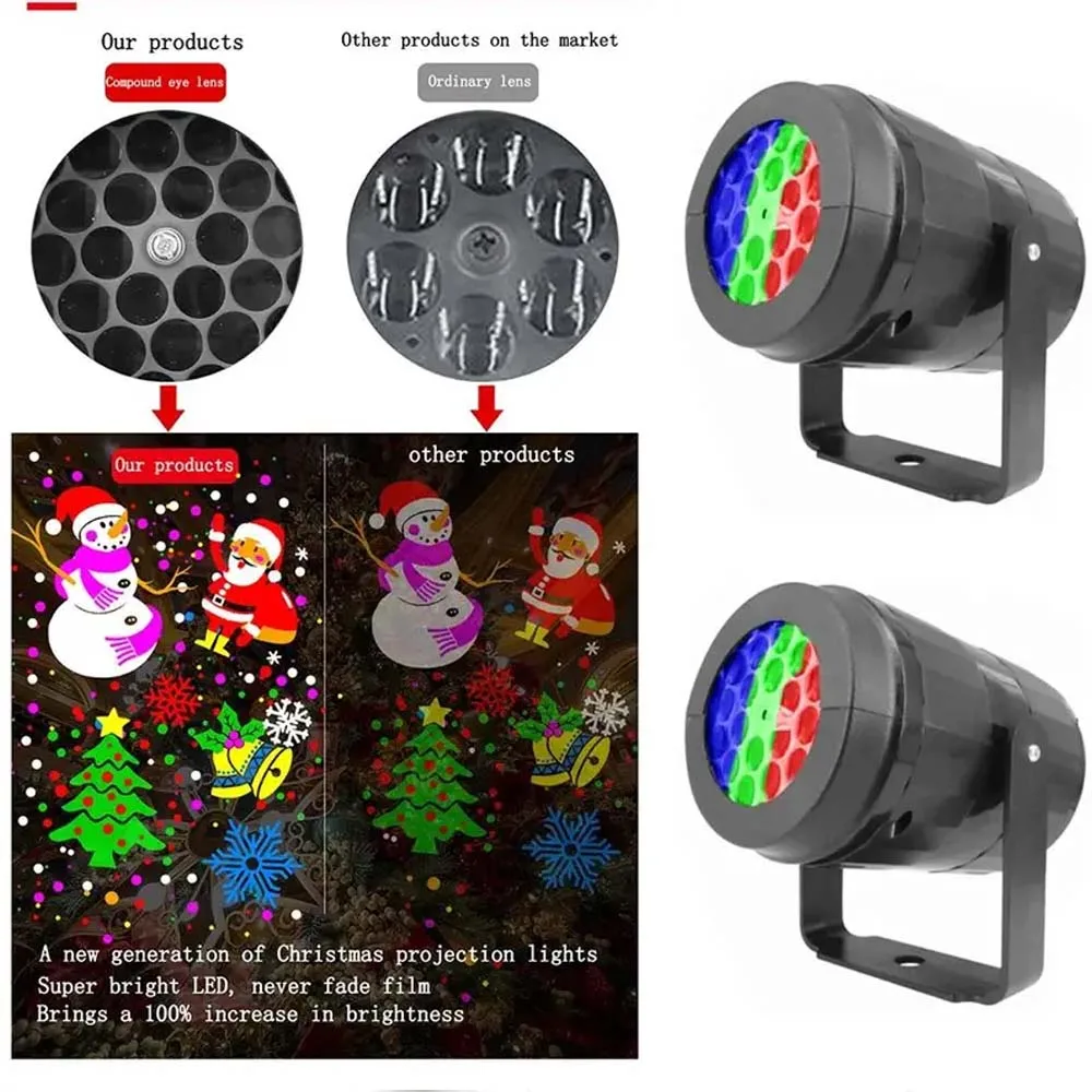 Luces de proyector de copo de nieve, decoraciones navideñas grandes, lámpara LED láser para escenario, iluminación giratoria de Navidad, decoración de jardín de vacaciones