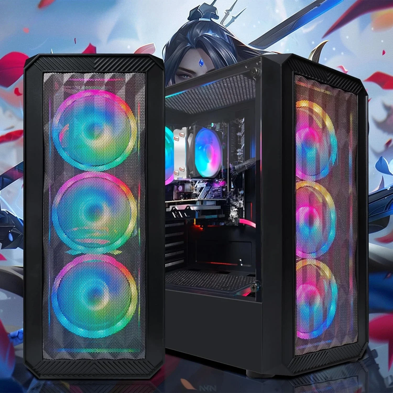 Gaming PC Desktop, Radeon RX 590 8G GDDR5, AMD Athlon 3000G 3.5G, 16G DDR4, 512G SSD, 600M WiFi