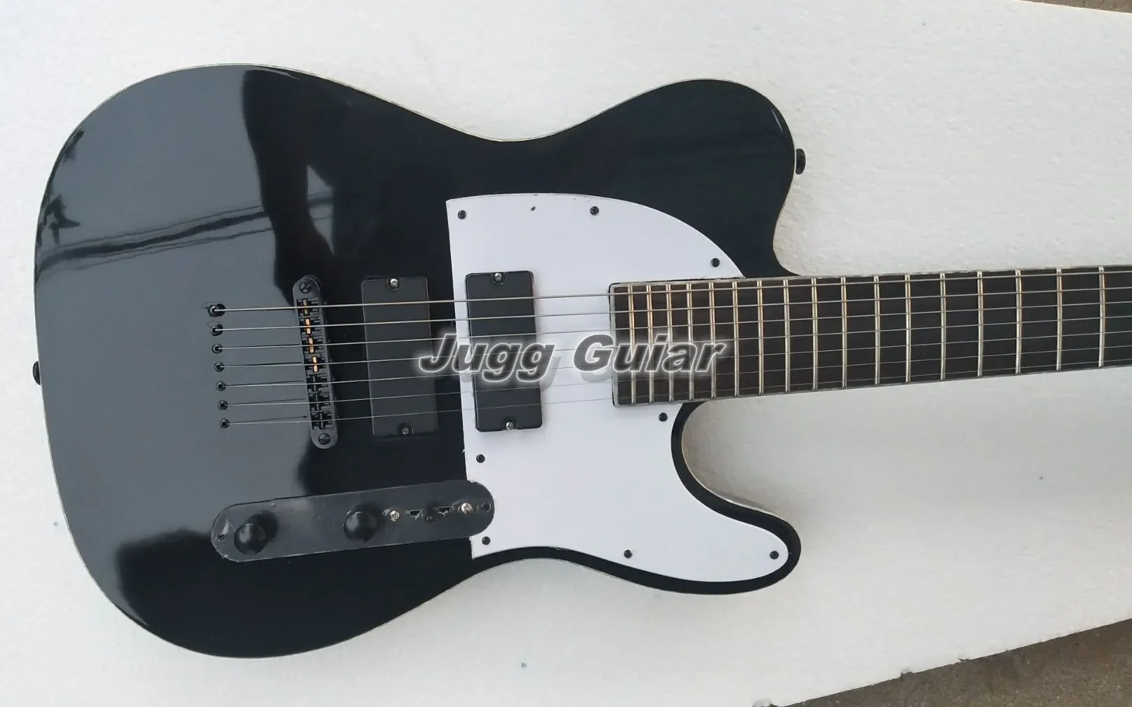 Stephen 7 Strings Black LTD Electric Guitar China EMG Pickups White Pearl Body Binding String Thru Body Bridge Black Hardware