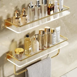 Punch-free Luxury Bathroom Shelf Shelves Wall Mounted Shampoo Cosmetic Storage Rack For Kitchen Holder Square Acrylic Organizer