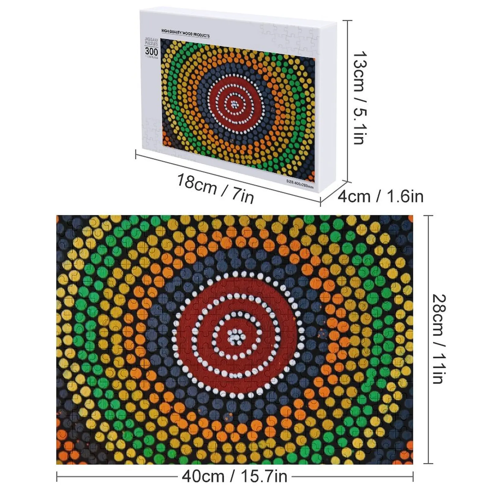 Impresionante rompecabezas de arte de puntos aborigen, nombre de madera personalizado, objeto de bebé personalizado, rompecabezas de regalo personalizable