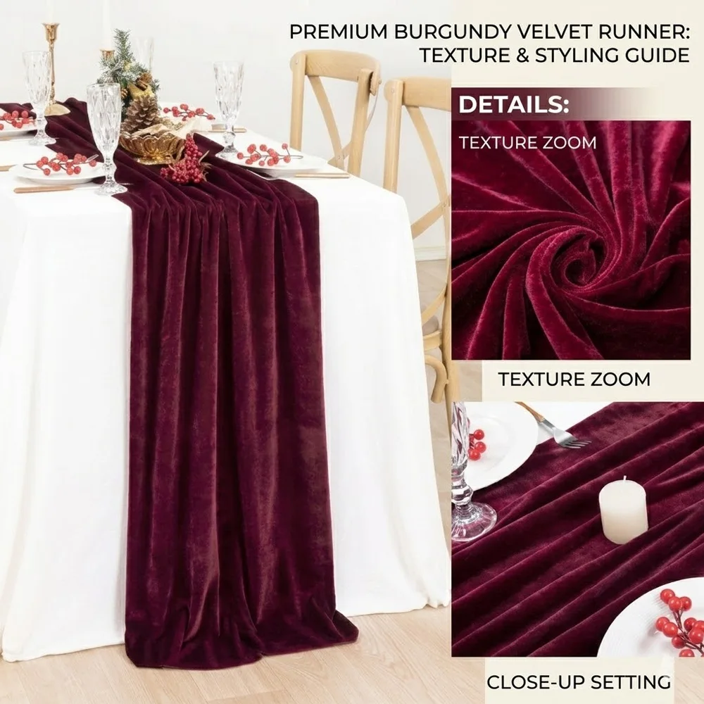 

Luxury Velvet Table Runner Soft Solid Color Wedding Party Decor Christmas Banquet Tablecloth Romantic Draped Home Table Decor