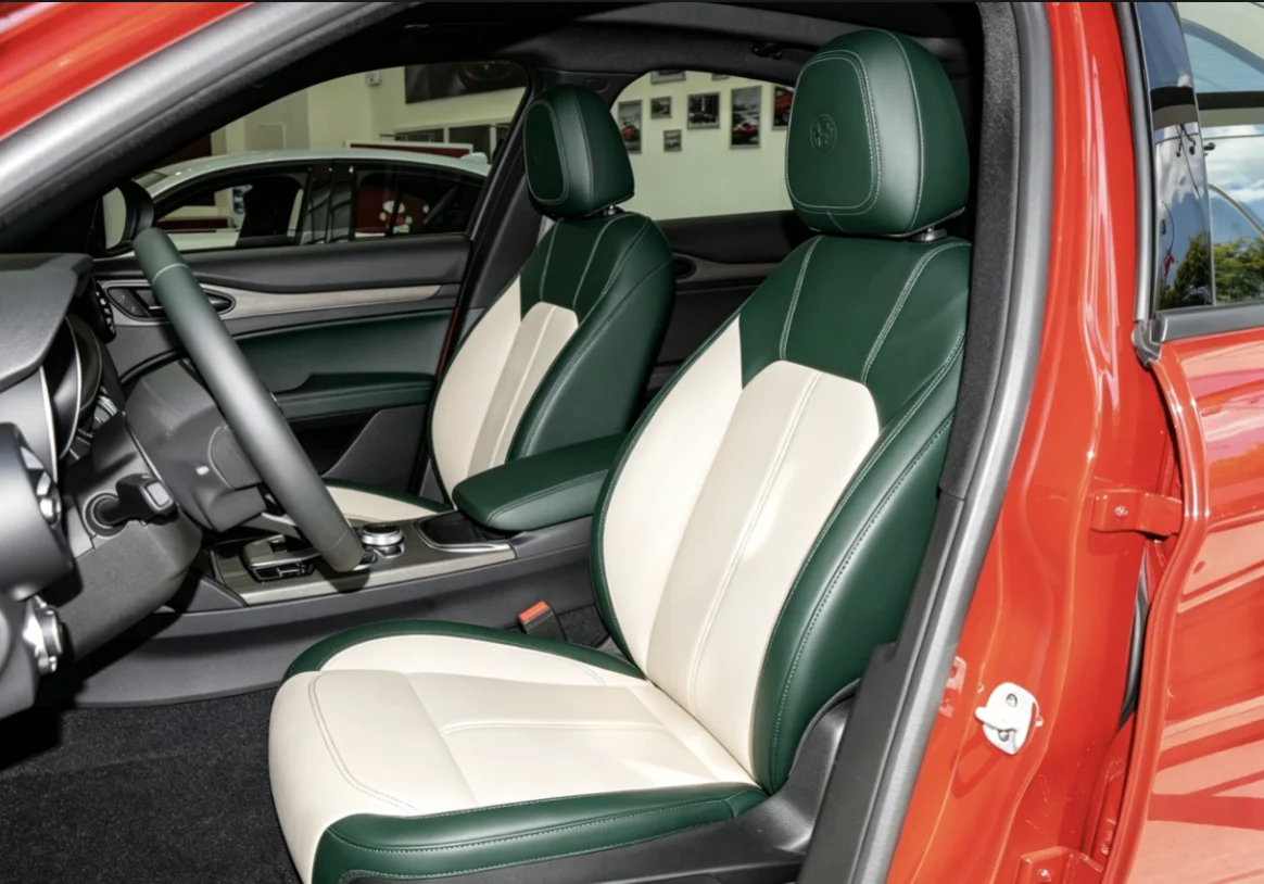 Für Alfa Romeo Stelvio 2017~2019 Maßgefertigte Autositzbezüge Luxuriöses Nappaleder 100% Passgenau Innenraumzubehör 360 ° Vollständige Abdeckung – Detail 4