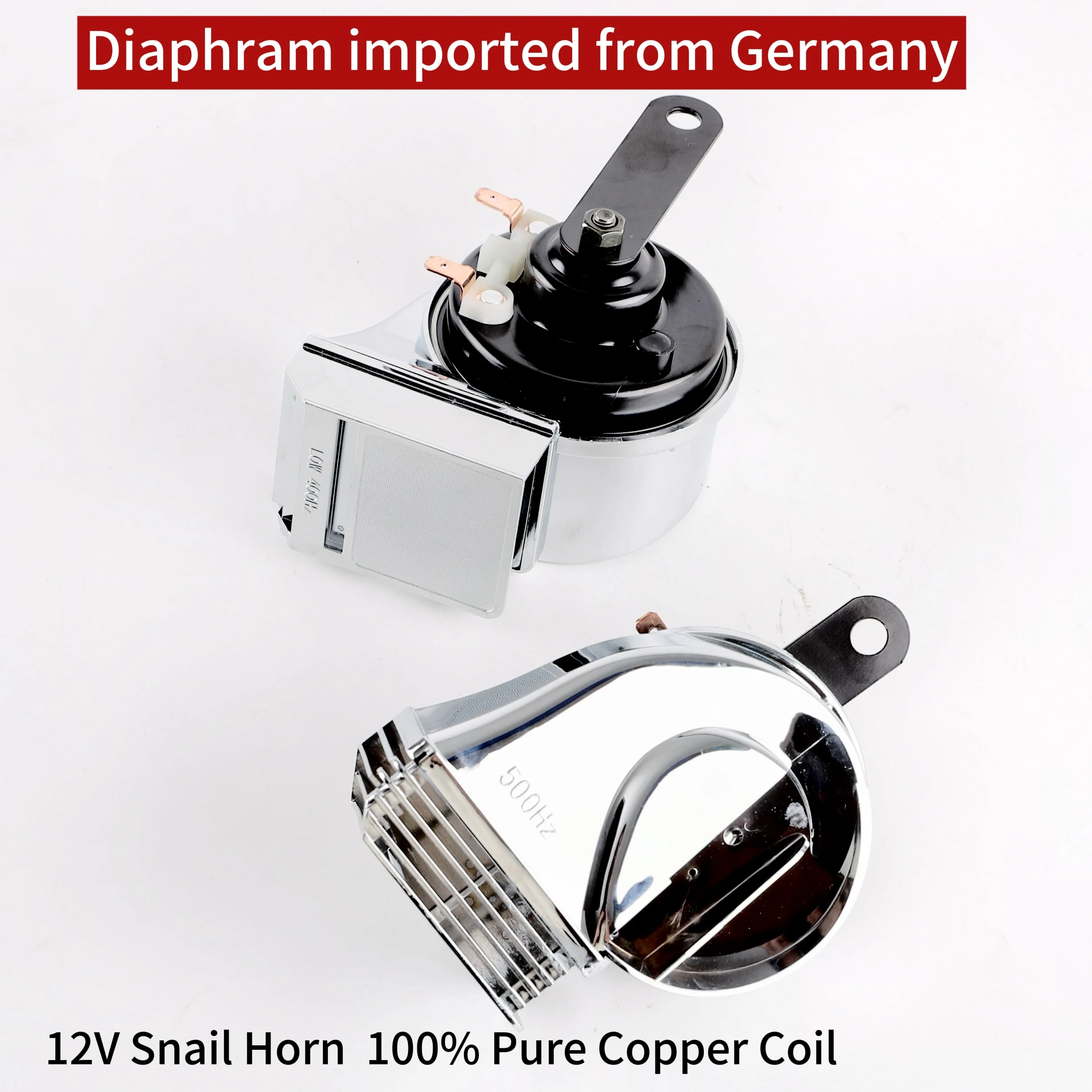 

12V Car Horn 130dB Chrome Waterproof Powerful Snail Horn Super Loud High Quality For Car Truck Van Motorcycle Lorry Universal