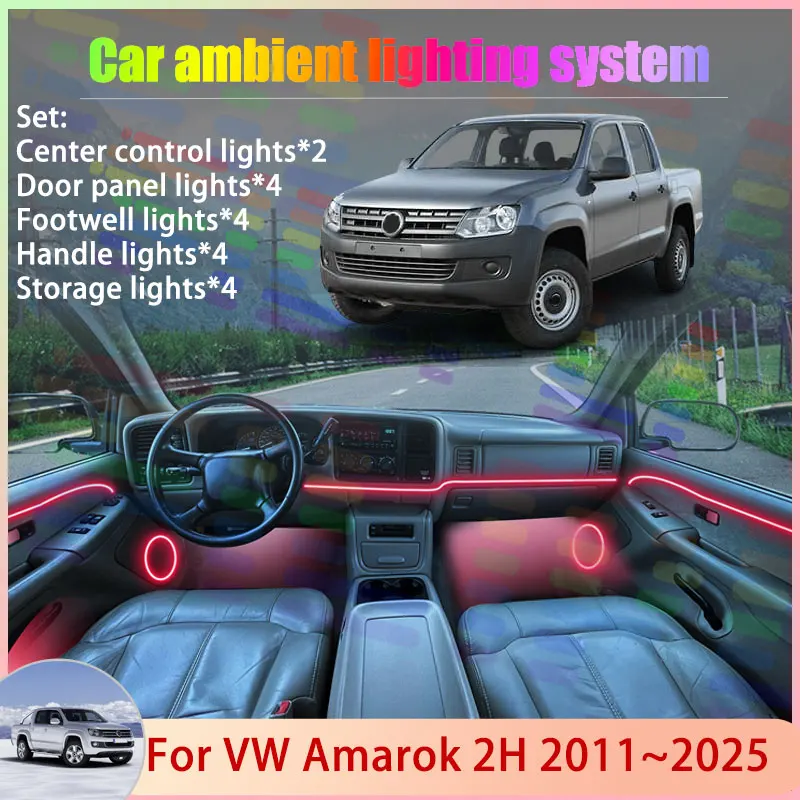 

For Volkswagen VW Amarok MK1 2H 2011~2025 2012 2/18 in 1 Car Atmosphere Light Lamp RGB Shade Ensemble Streamer Atmosphere Set