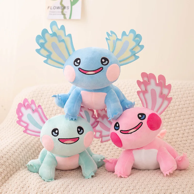 Kawaii 25cm Axolotl Plush Salamander Doll Fuzzy Fish Dinosaur Toy Pillow Cushion Dinosaur Stuffed Animal Kid Birthday Gift Decor