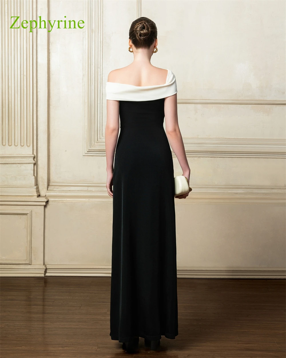 Aangepaste eenvoudige zwarte jersey avondjurk modern uit de schouder mouwloze homecoming jurken mode vestido de festa