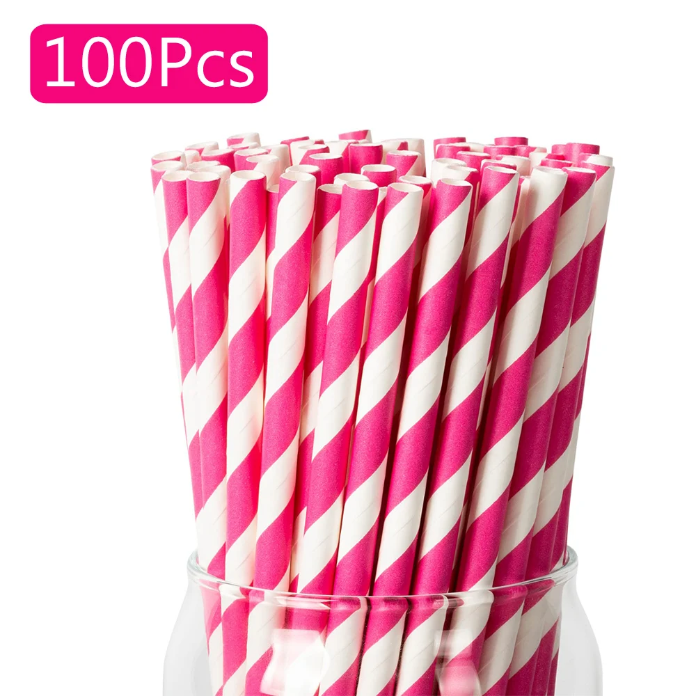 100pcs Disposable Biodegradable Paper Straws, Suitable for Cocktails, Milkshakes, Coffee, Lemonade, Juice, Size 7.8'' X 0.24''