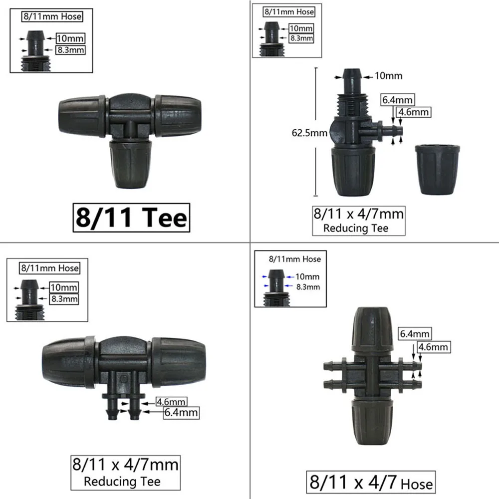 3/8 ogrodowe x 1/4 cale złącze króciec do węża reduktor nakrętka zabezpieczająca rozdzielacz wody Tee łokieć wtyk końcowy System nawadniania
