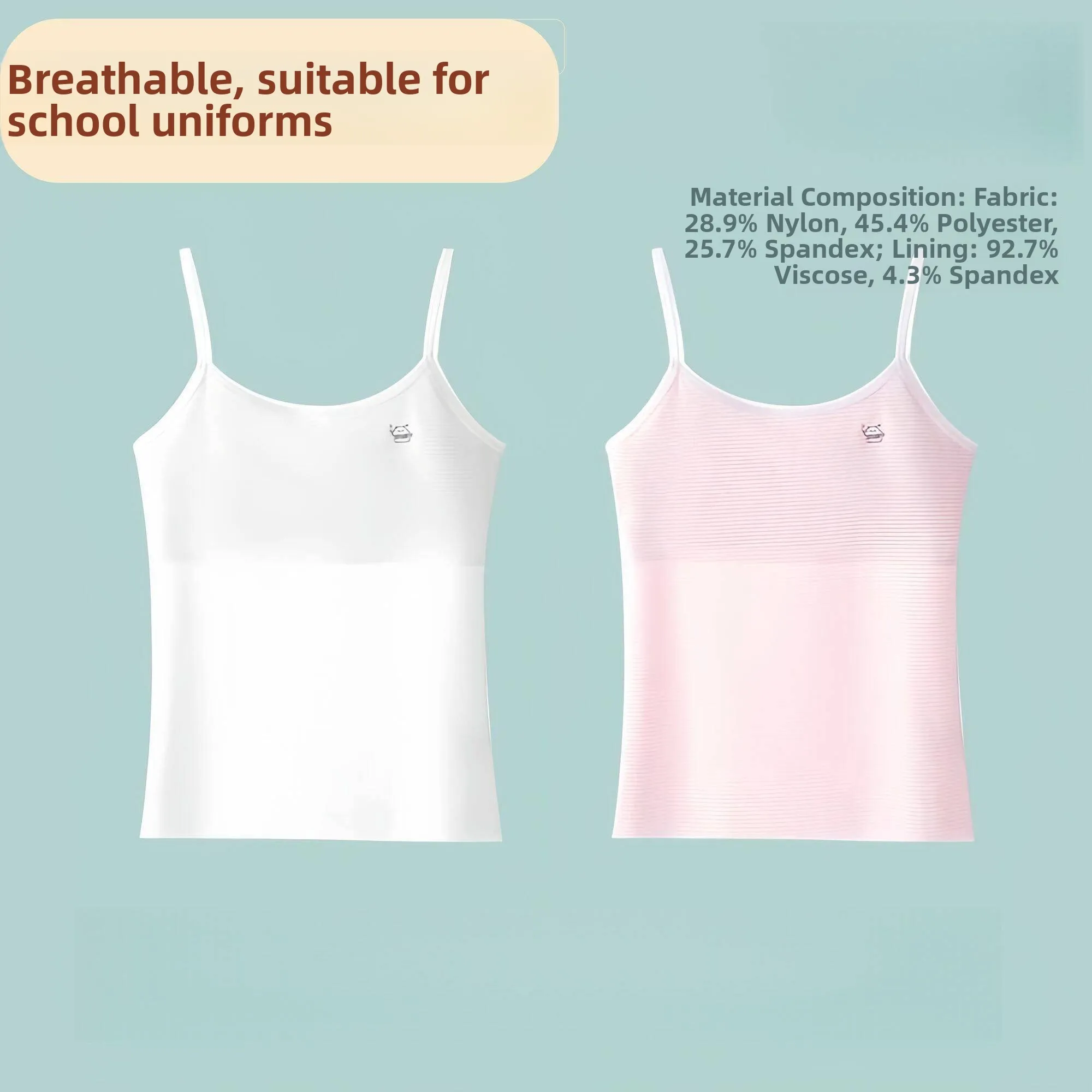 2026 New Summer Long Mesh Vest for Girls Student Inner Wear Breathable Printed Sports Leisure Clothing Suitable for Daily Use