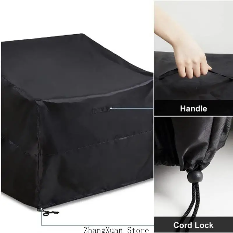 Einzelstuhlbezug aus schwarzem 210D-Stoff für Outdoor-Sessel 3XUF – Detail 5