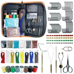 Fly Tying Tool Kit,149pcs Fishing Flies Whip Finisher,Tying Bobin Scissors,Lure Baits Twister,Hair Materials,Threader Knotter