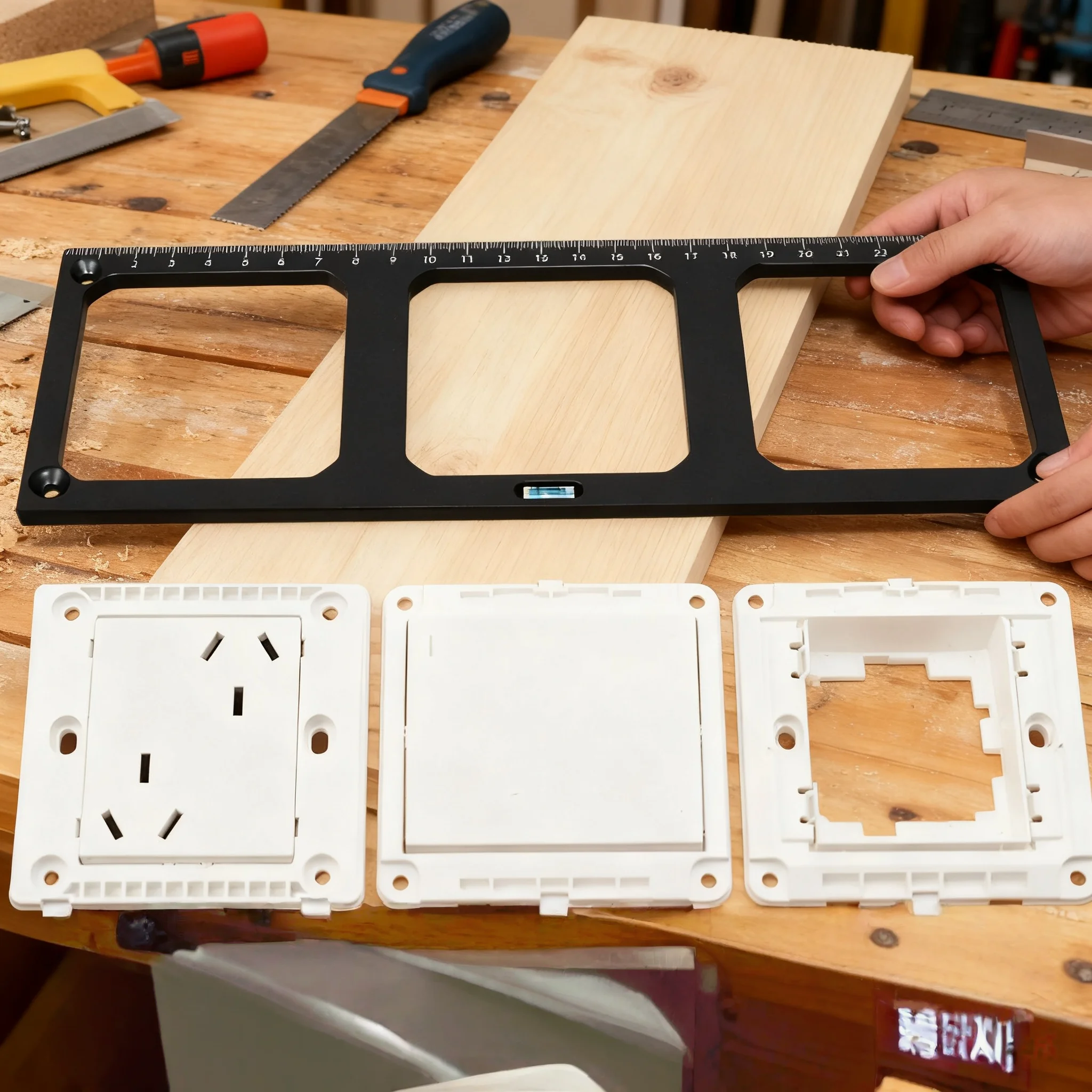 Szablon do montażu puszki elektrycznej, wydajne narzędzie do otworów pod puszki elektryczne, forma do precyzyjnego cięcia, kompatybilność.